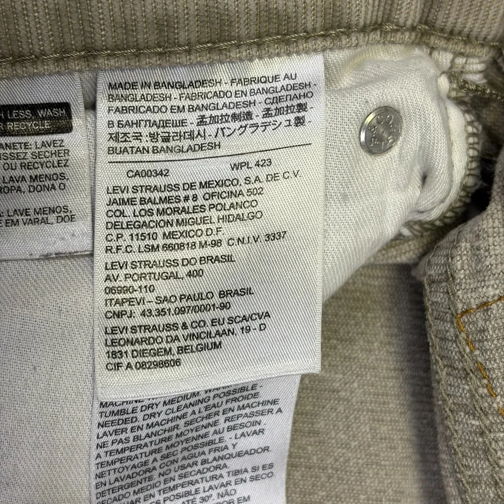 Levi's 514 Corduroy Pants Mens 31x31 Tan Straight Leg Casual